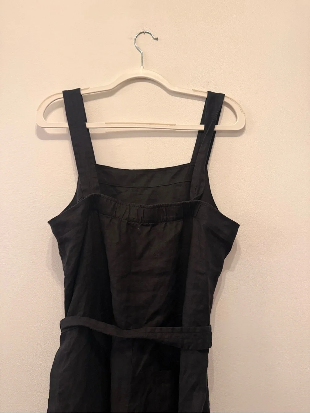 Everlane Black Linen-Strap Jumpsuit with Waist Tie
